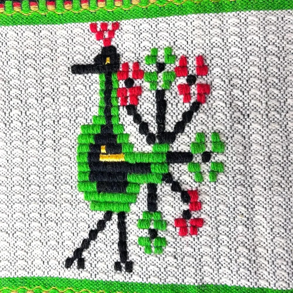 Swedish Embroidered Wool Peasant Blanket Tapestry Stripes Fringe Bright Colorful